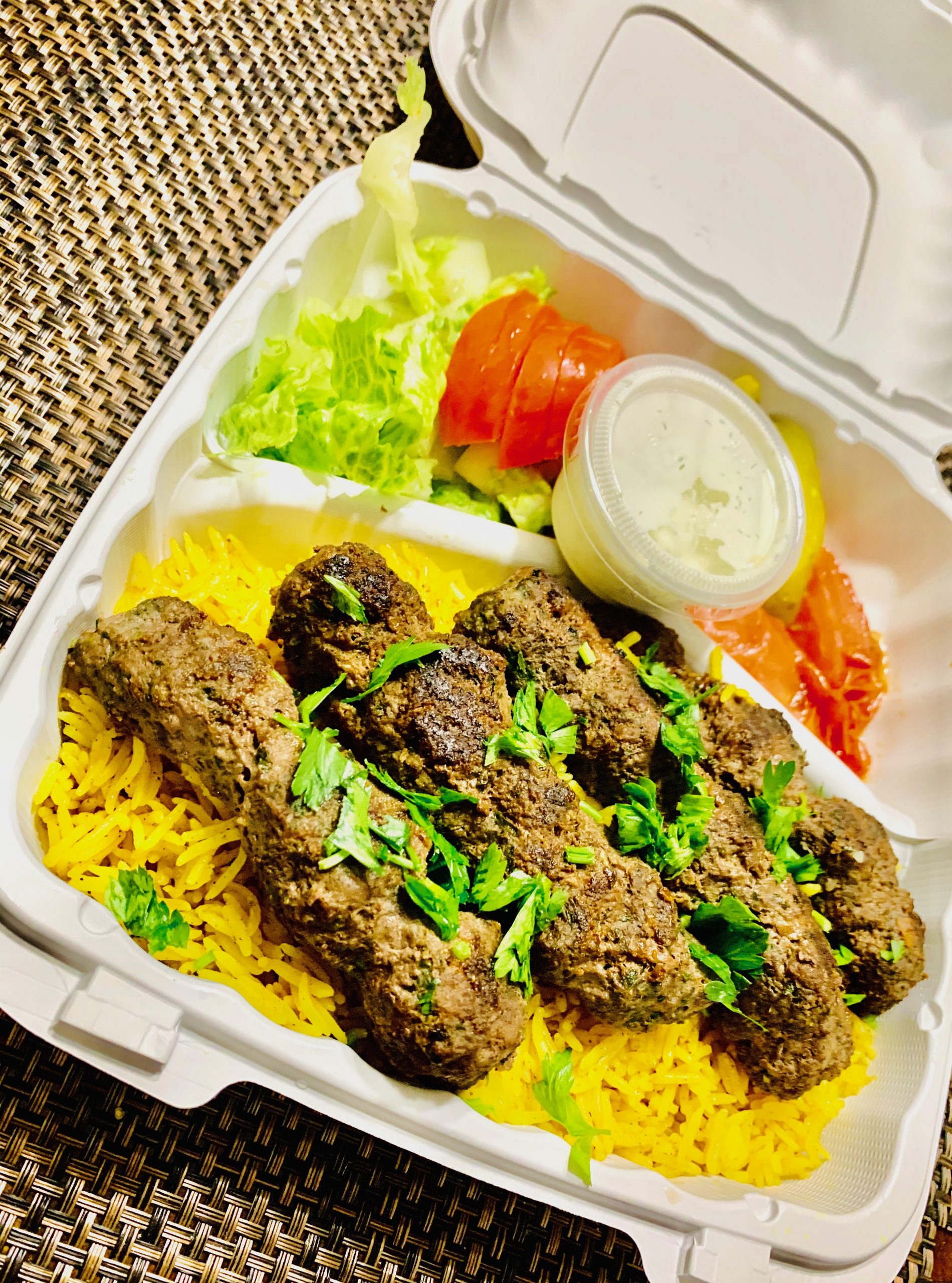 BP Beef kabab with rice (GF) Chef Majed Special Day